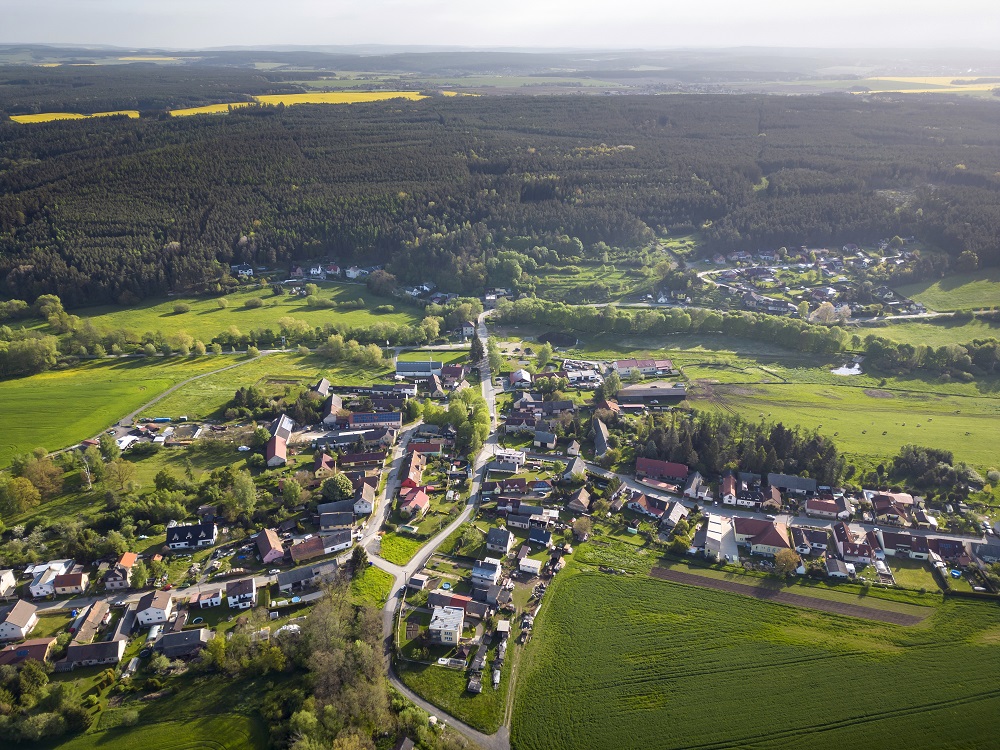 Letecký pohled Nevřeň